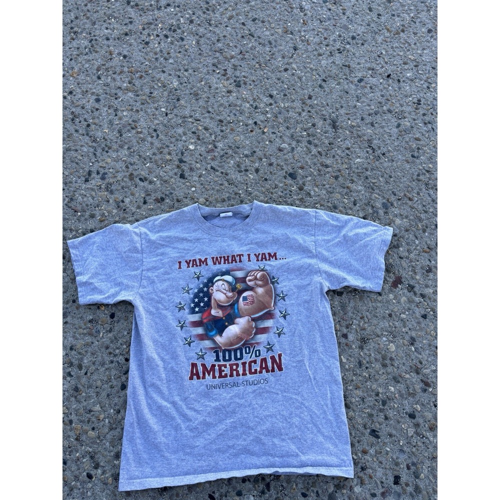 Universal Studios Popeye I Yam What I Yam 100% American Shirt Size Large M
